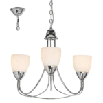 3LT Tulip Chandelier Glass & Chrome E14 3x40w